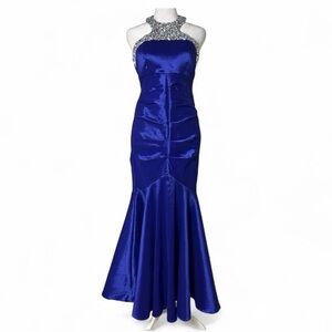 Jodi Kristopher Indigo Jeweled Open-Back Formal Dress – Size 3